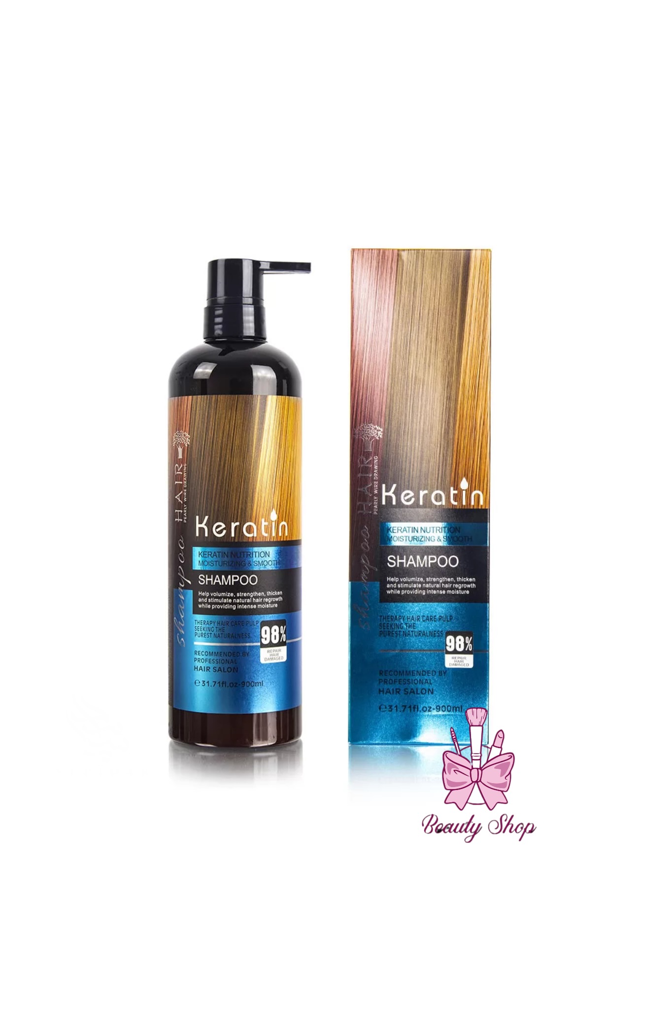 شامپو کراتین مدل hair shampoo keratin 98% حجم 900 میل